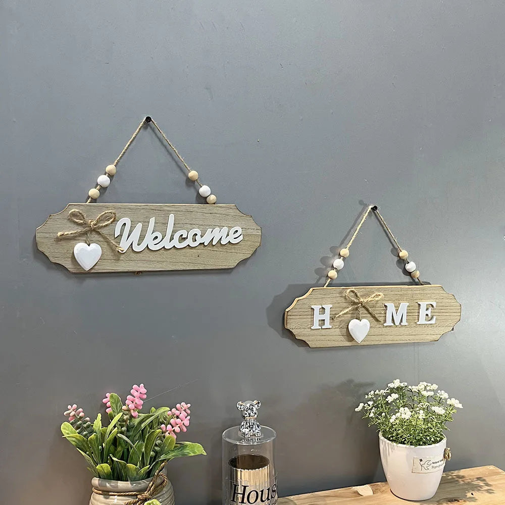 Wooden Door Sign Welcome Sign Front Door Welcome Home Decoration Sign Bow Creative Sign