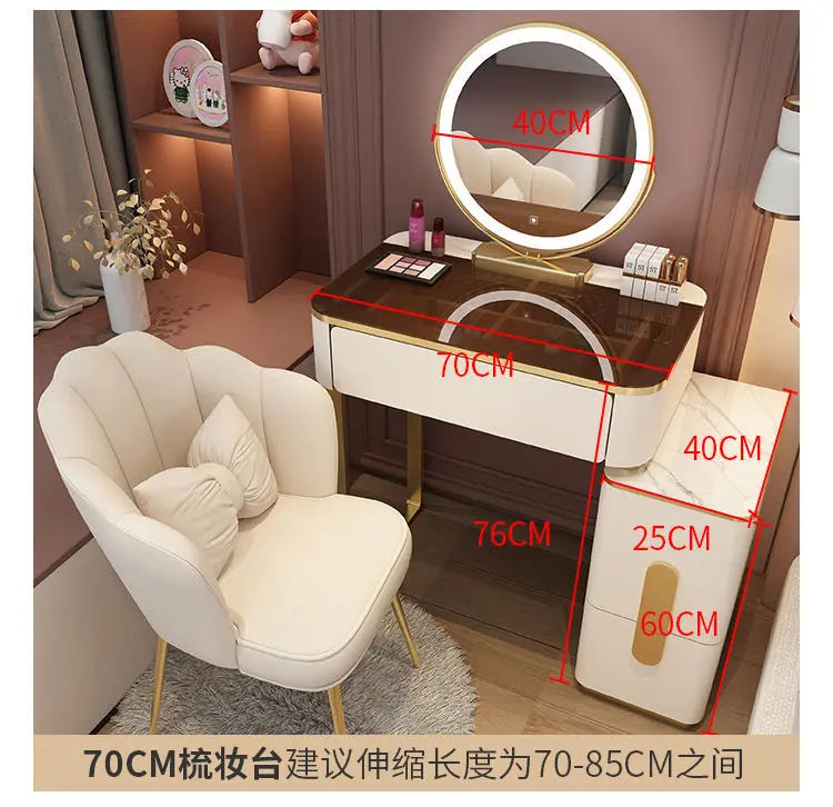 Vanity Desk Modern Dresser Table LED Mirros Household Bedroom Dressing Table Density Board Makeup Table With Mirror Furniture