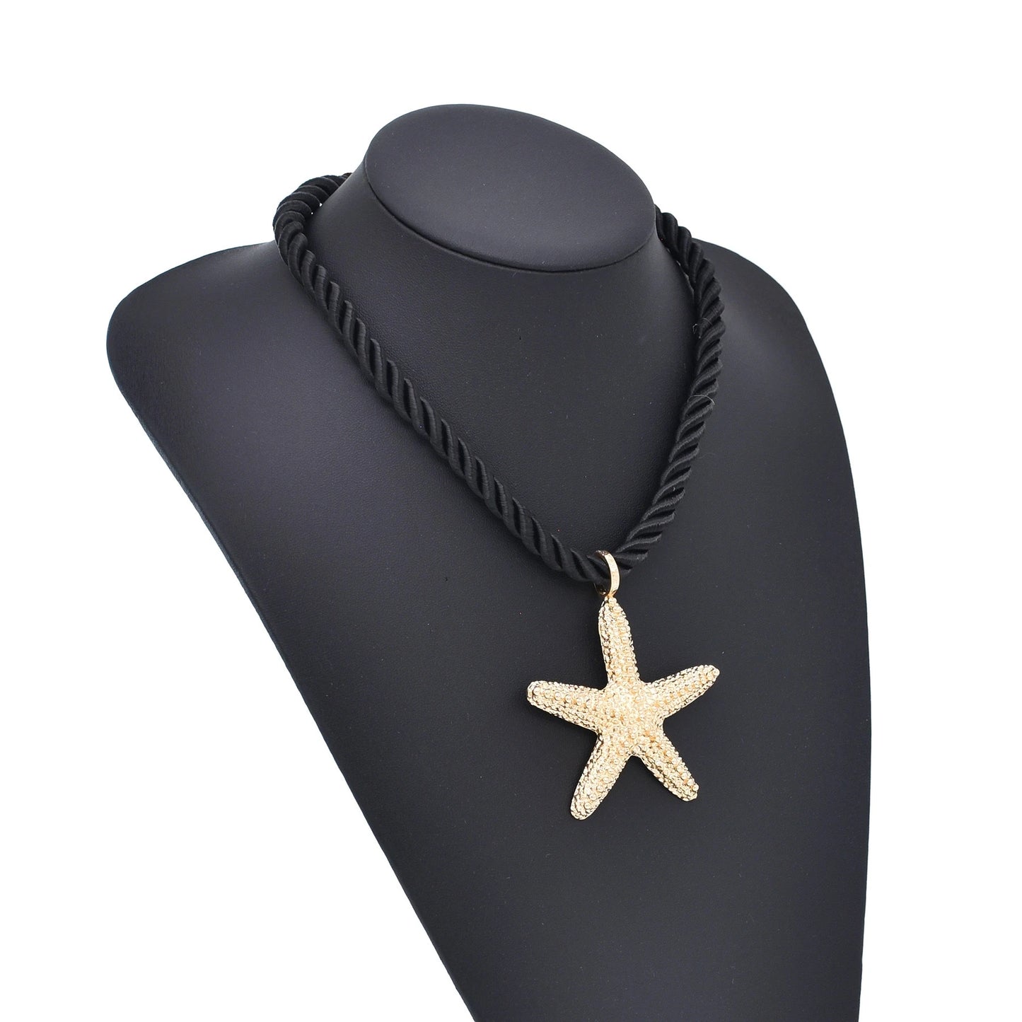 Golden Starfish Pendant Necklace Stud Earrings for Women Europ American Fashion Exaggerated Summer Marine Animal Jewelry Sets
