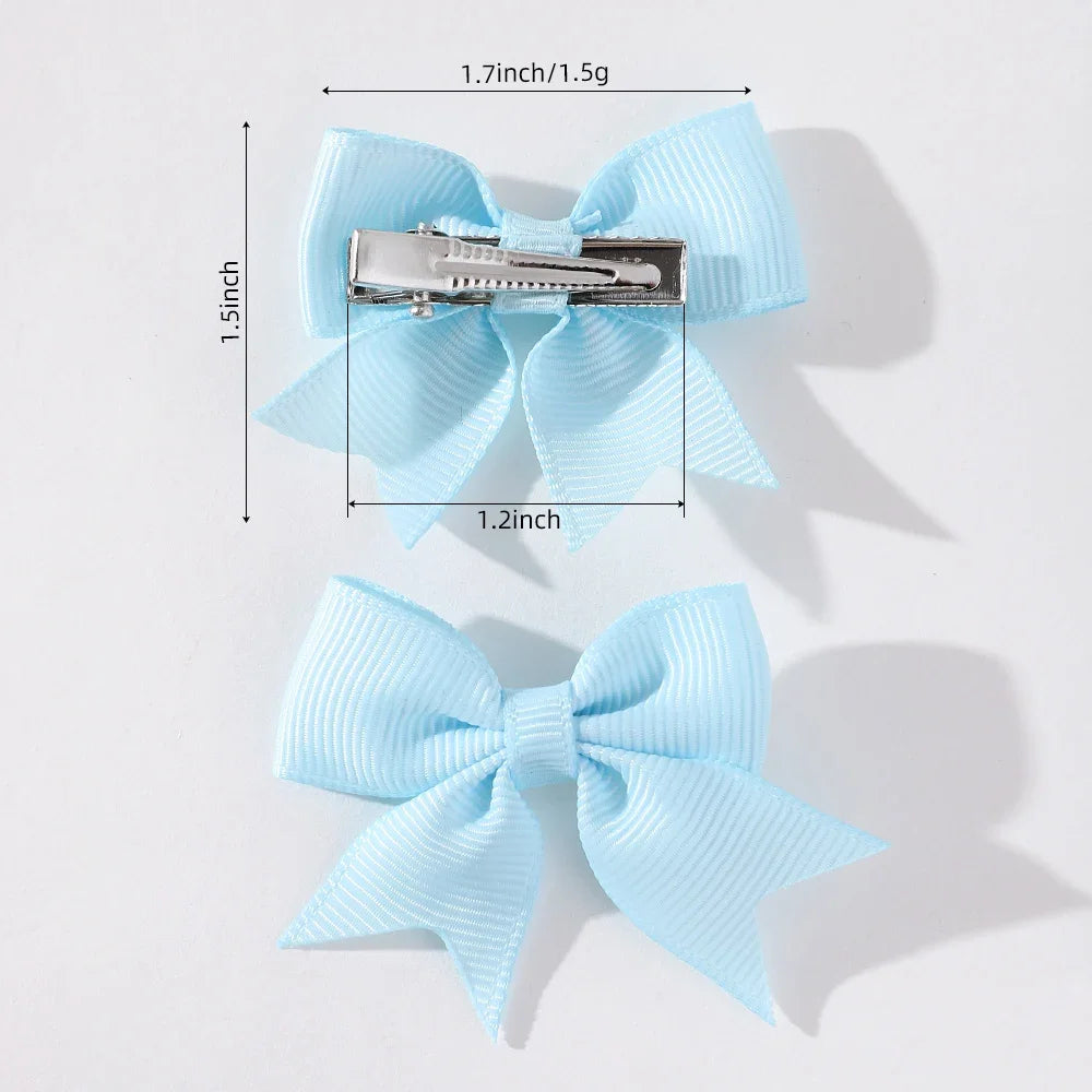 10Pcs/lot Solid Color Ribbon Baby Bows Hair Clips for Baby Girls Handmade Bowknot Hairpin MiNi Barrettes Kids Hair Accessories