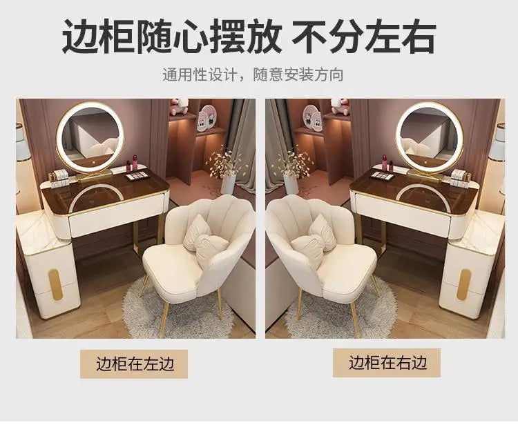 Vanity Desk Modern Dresser Table LED Mirros Household Bedroom Dressing Table Density Board Makeup Table With Mirror Furniture