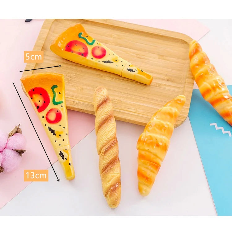 1pcs Novelty Magnetic 0.5mm Black Color Ink Gel Pen Bread Pizza Croissant Baguette Ballpoint Pen for Writing Office School