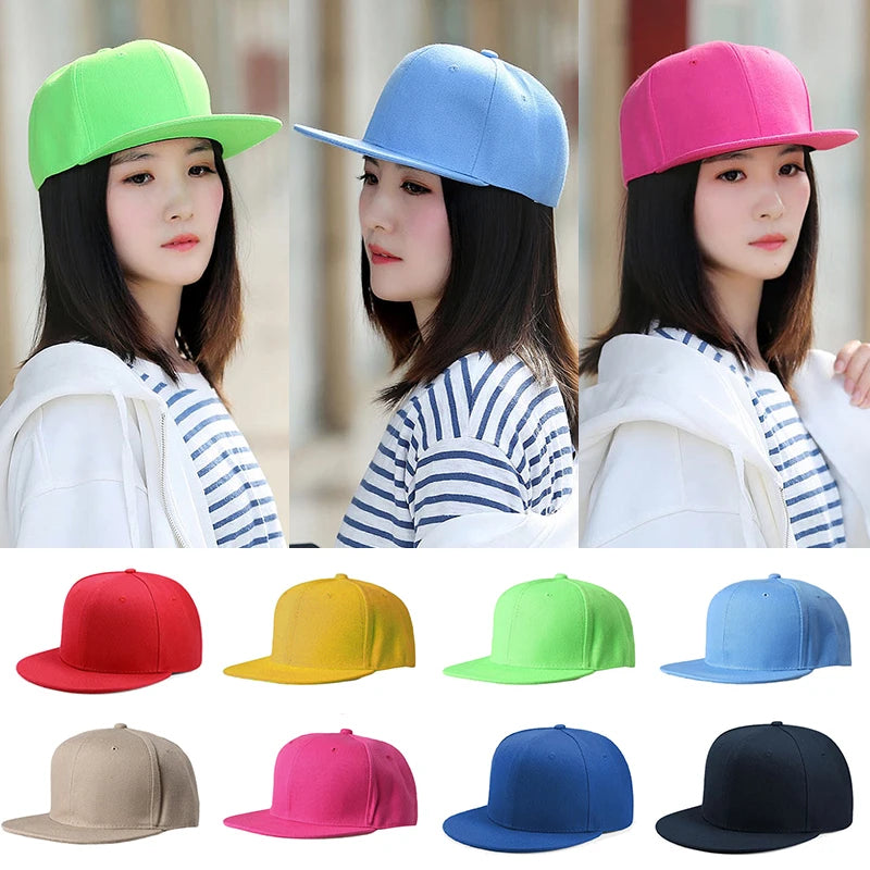 Hip Hop Style Flat Brim Sun Caps Male Baseball Hat Solid Color Summer Men's and Women's Outdoor Cycling Caps Sunproof Sport Caps