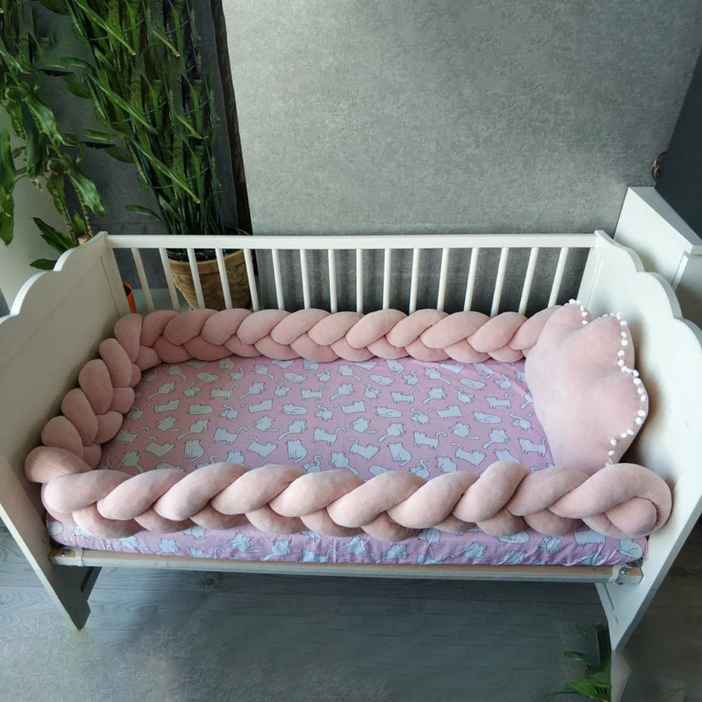 1-4M Newborn Baby Crib Bumper Cot Protector Infant Bedding Set for Babies Boys Girls Braid Knot Pillow Cushion Room Decor