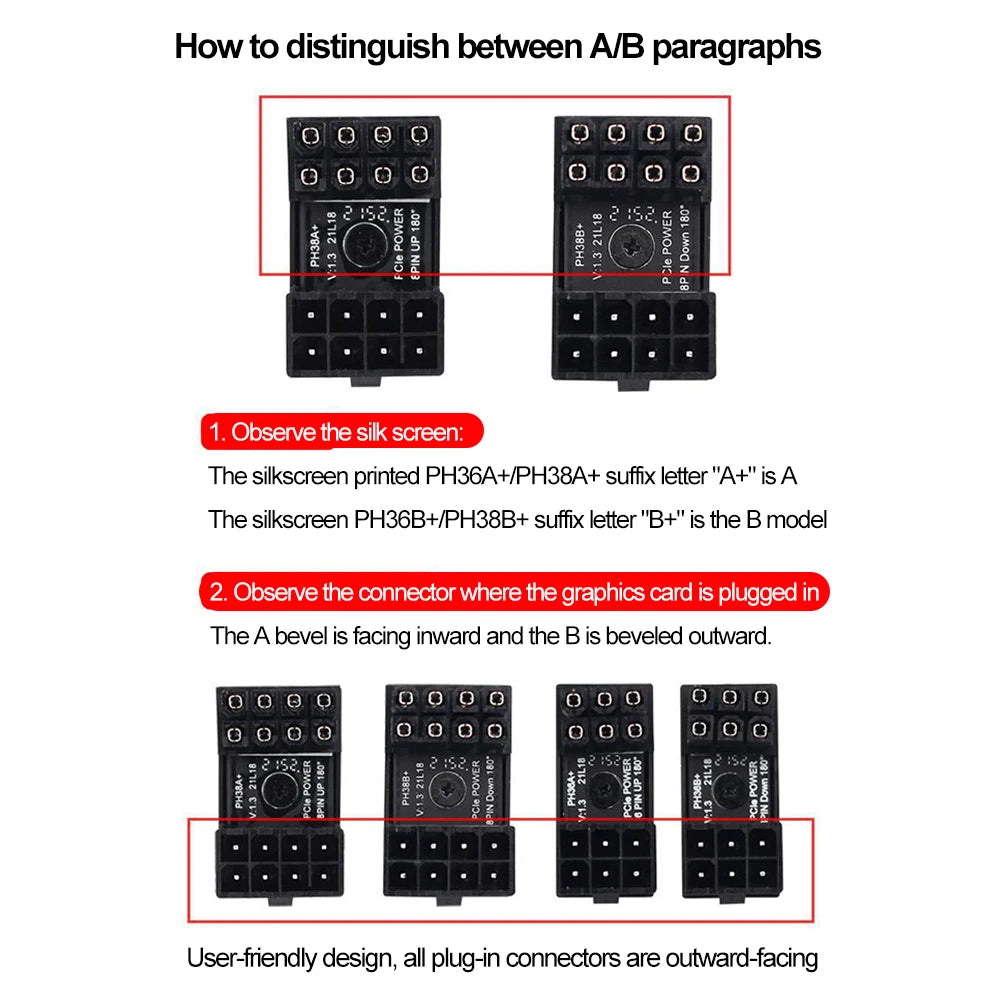 ATX 8Pin Female 180 Degrees Connector 6Pin 8Pin Adapter 8 Pin Video Card GPU Power Connector PC Computer Chassis Accessories
