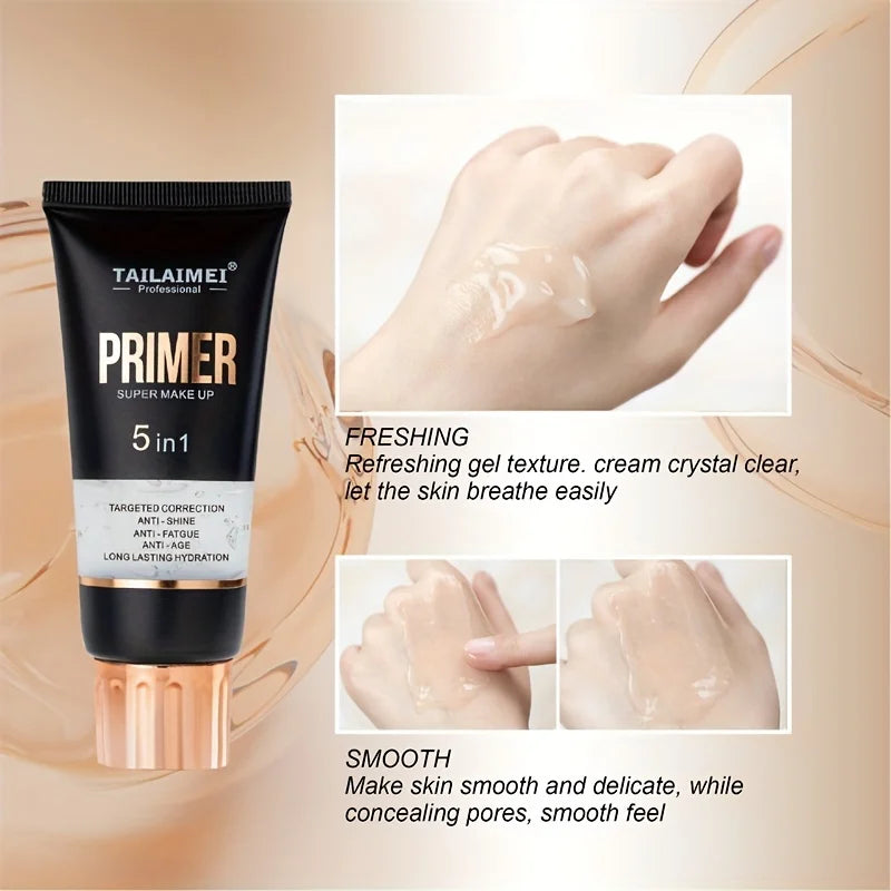 Waterproof Base Transparent Gel Makeup Primer - Full Coverage Matte Foundation With Color Retention, Natural Avocado And Rose Ex