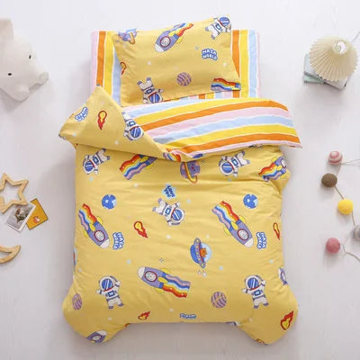 3 pcs set cotton baby Bedding set bed sheet duvet cover pillowcase Words bear pink white eyes boy and girl cute beding