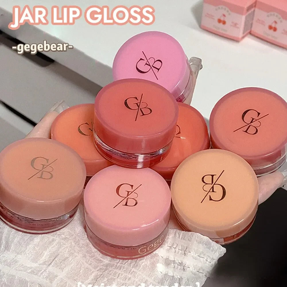 Heallor Canned Jam Lip Gloss Gege Bear Jam Lip Honey Moisturizing and Shiny Mirror Non Sticky Makeup Lip Glaze