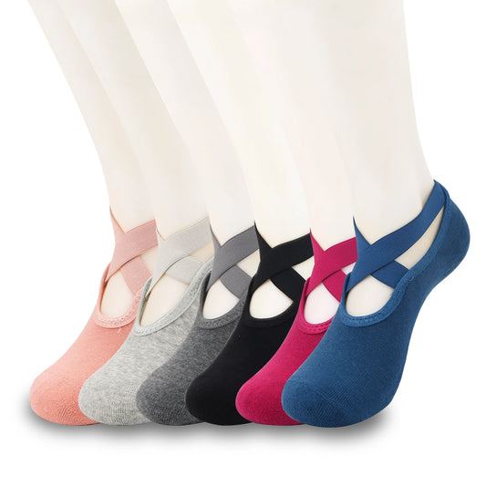 Yoga Socks Women's Cotton Silicone Non slip Pilates Grip Strength Towel Non exposed Ballet Socks