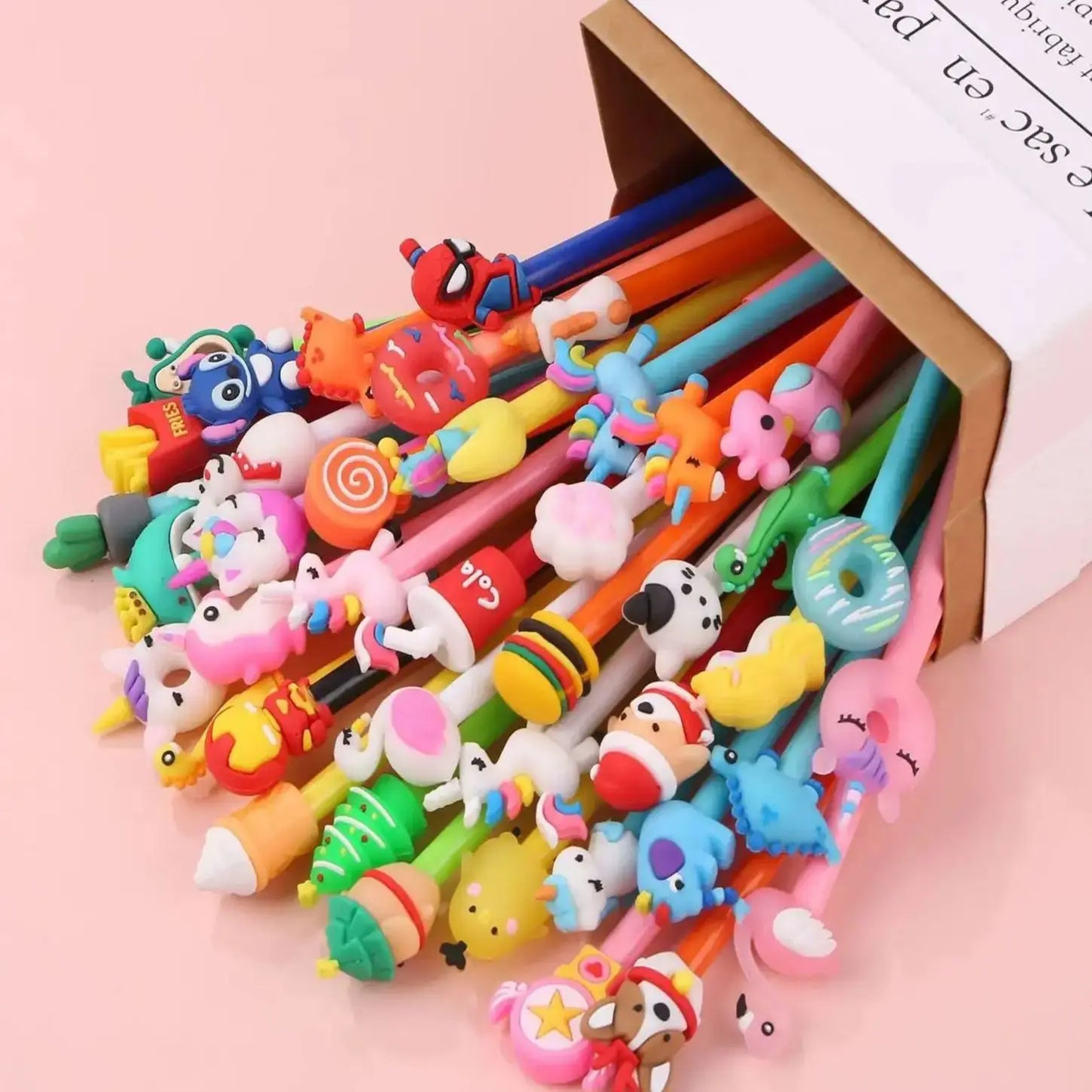 30Pcs/Lot Kawaii Cute Writing Gel Pens 0.5mm Black Ink Cartoon Neutral Pens Kids School Student Stationery Office Supplies Gifts