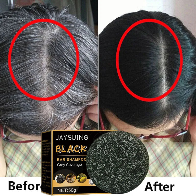 Grey Coverage Bar Shampoo Repair Gray White Hair Color Treatment Smoothing Nourishing Anti Dandruff Natural Hair Darkening Soap