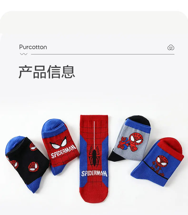 Disney Baby Socks Spiderman Cartoon Anime Hero Cotton Boys Tube Socks Children Autumn Winter Kids Socks Random 1pair