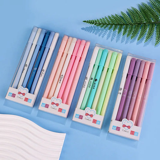 6Pcs Creative Cute Morandi Color Gel Pen Kawaii Quick Drying Student Writing Ballpoint Pen School Office Stationery Supplies
