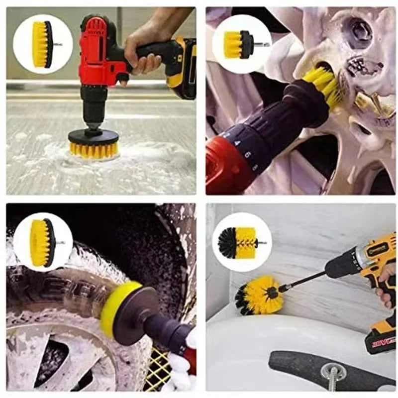 3/5Pcs Electric Drill-Brush Kit Power Scrubber Brush For Carpet Bathroom Surface Tub Furniture Shower Tile Tires Cleaning Tool