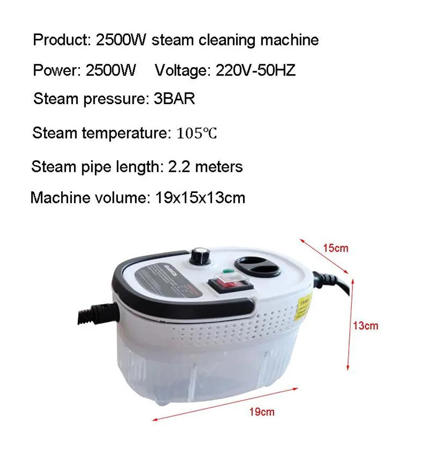 2500W 1200ml Steam Cleaner High Temperature Pressure Washer Steam Cleaning Machine For Home Air Conditioning Kitchen Hood Car