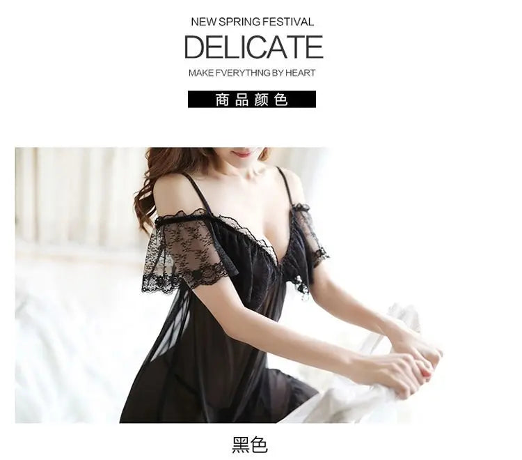 Sexy Women Nightwear Slip Dress Lace Women's Nightie Woman Night Very Sexuality Pyjama Special Zone Open Fancy Nightgown Slips
