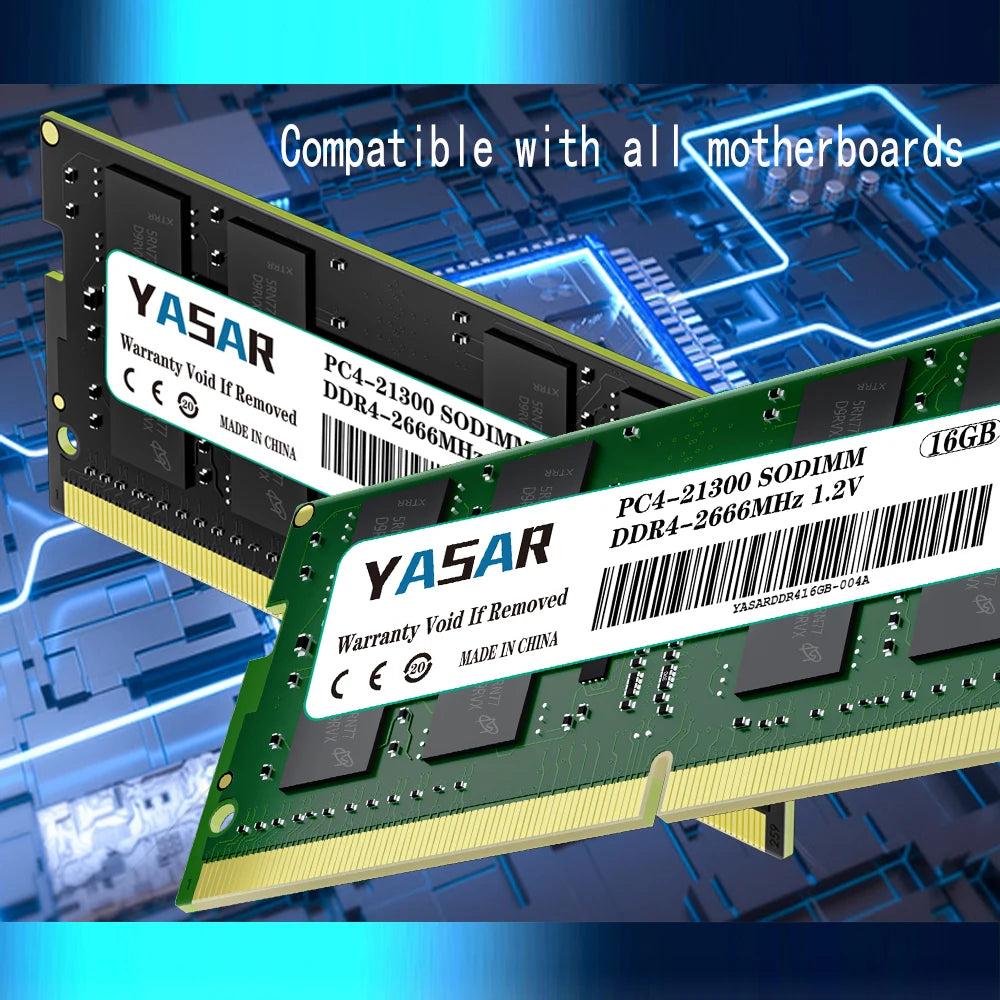 YASAR 50PCS DDR4 8GB 16GB 2133MHZ 2400MHZ 2666Mhz 3200MHZ Sodimm Memoria Ram PC4 19200 21300 25600 1.2V Notebook Laptop Memory