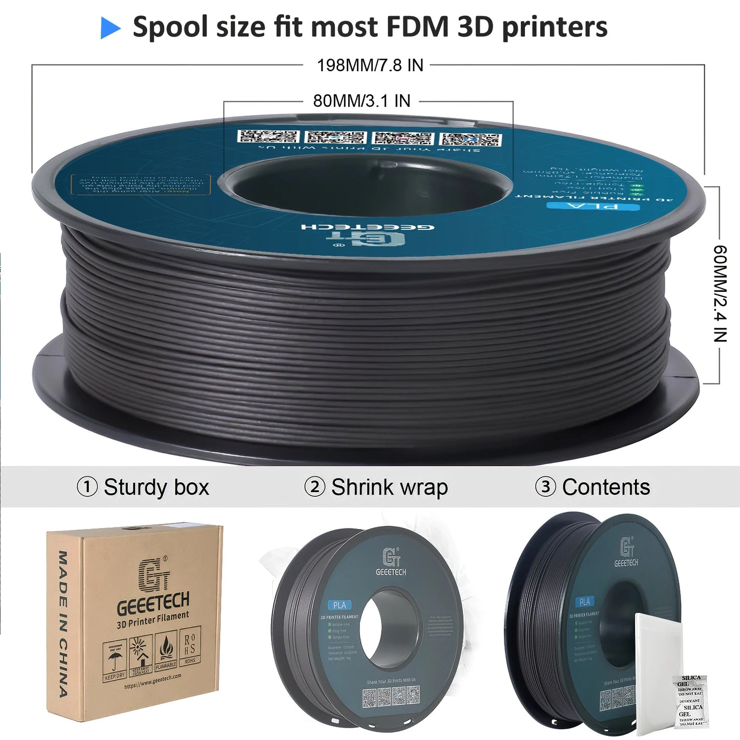 Geeetech Wood PLA 1kg 1.75mm Filament 3d Print wire Vacuum Packaging Local Warehouses Colorful Plastic for FDM 3D printer
