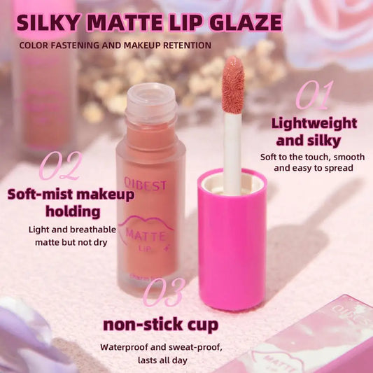 Dark Brown Lip Glaze Matte Liquid Lipstick Makeup Waterproof Gloss Cosmetics Tint Sexy Velvet Lip Pigment Red Lasting Lip O2s8