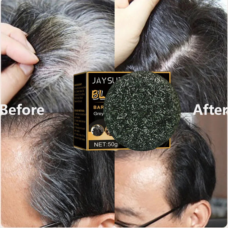 Grey Coverage Bar Shampoo Repair Gray White Hair Color Treatment Smoothing Nourishing Anti Dandruff Natural Hair Darkening Soap