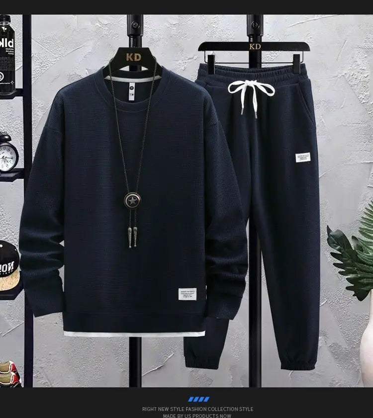 2024 Autumn Sports Suit Men's High-quality Round Neck Long Sleeve+trousers Set Fashion Tracksuit Men