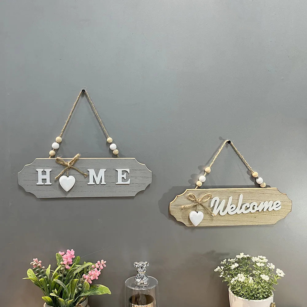 Wooden Door Sign Welcome Sign Front Door Welcome Home Decoration Sign Bow Creative Sign