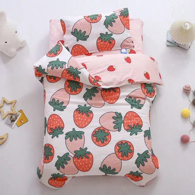 3 pcs set cotton baby Bedding set bed sheet duvet cover pillowcase Words bear pink white eyes boy and girl cute beding