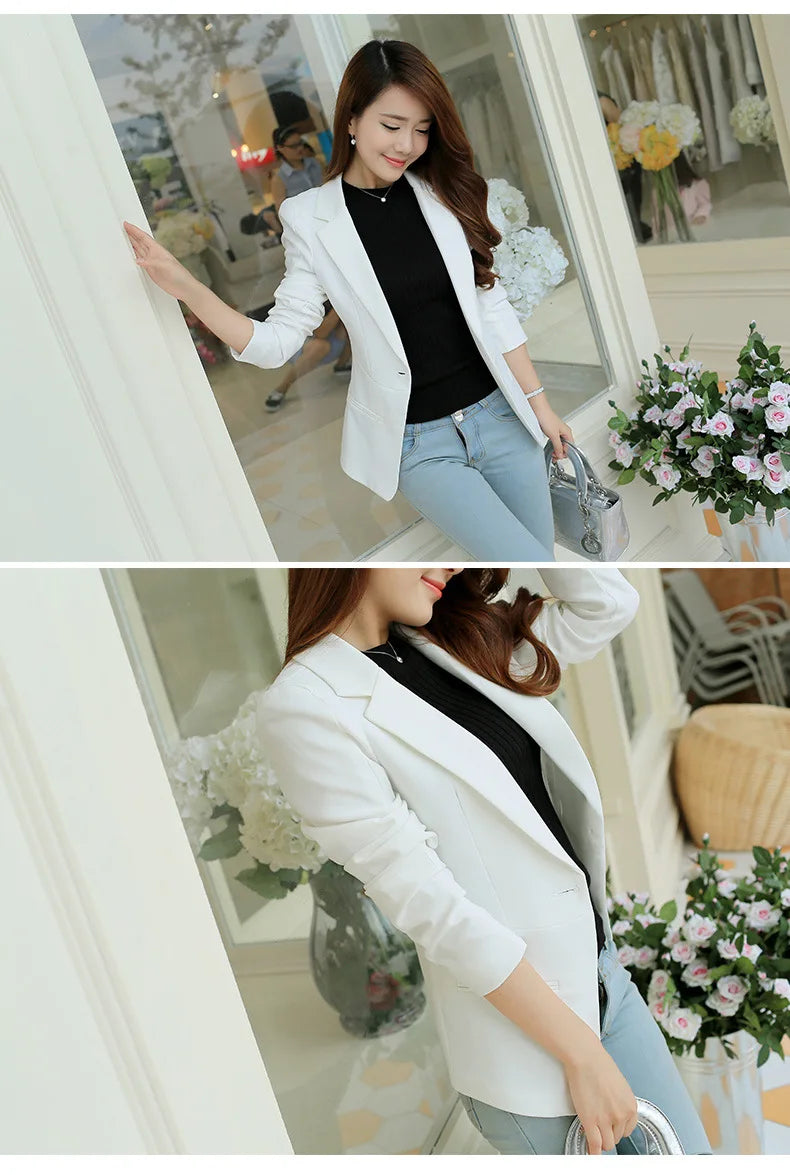 Women Blazer Korea Casual Slim Blazers Jackets Work Coat Outerwear Fashion Spring Career Female Jacket Office Lady NS5262