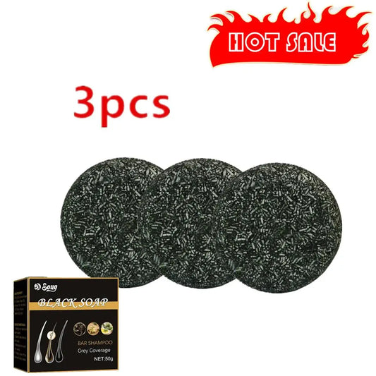 3PCS Hair Shampoo Soap Polygonum Multiflorum Shampoo Soaps Cover Gray Hair Shampoo Soap To Dye Canas Black Shampoo Bar Soap