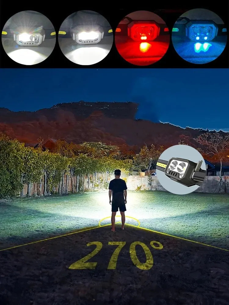 2023 New Strong Light 1000 Lumens COB 270 Wide Beam Silicone Lightweight Sport Headlamp For Running Hiking Camping Cycling