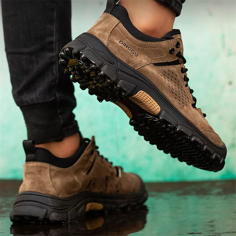 Genuine Leather Work Boots Winter Men Safety Shoes Plus Velvet Warmth Non-slip Steel Toe Cap Indestructible Work Shoes Designer
