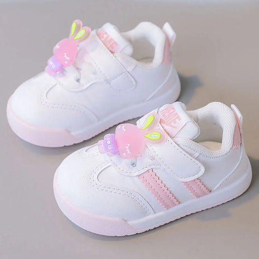 Autumn Children's Sport Shoes PU Leather Toddler Shoes For Baby Cute Rabbit Sneakers For Kids 2024 Trend Fashion Tennis Shoes