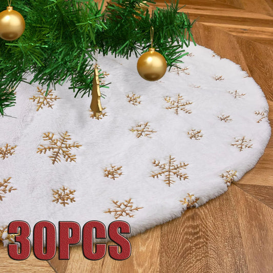 15 inch 38 cm Plush Christmas Tree Skirt White Faux Fur Xmas Trees Sequin Carpet Mat Small Skirts Home Party Decorations