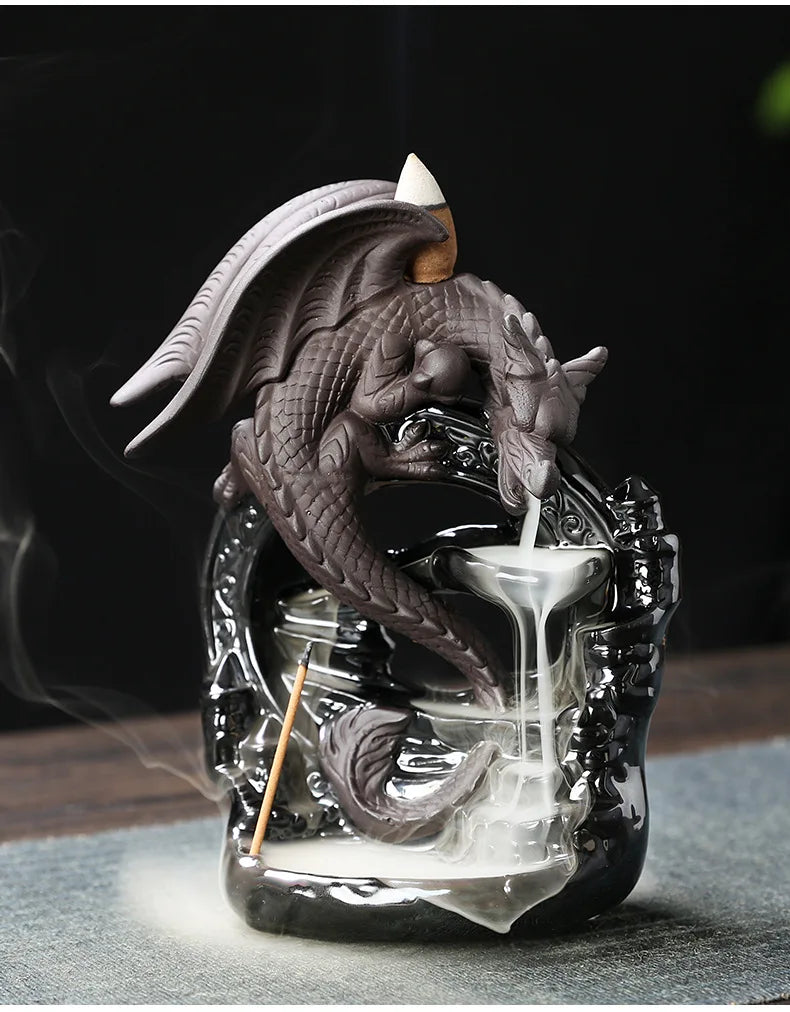 1pc, Creative Incense Burner Holder, Dragon Waterfall Backflow Incense Burner Home Decor Incense Stick Holder -Without Incense