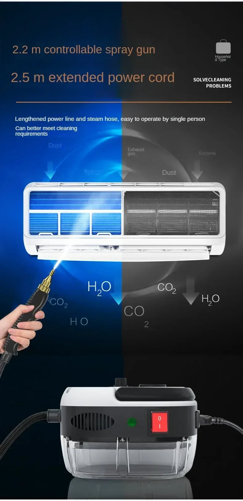 High temperature steam cleaning machine Home oil hood cleaning machine air conditioning appliances