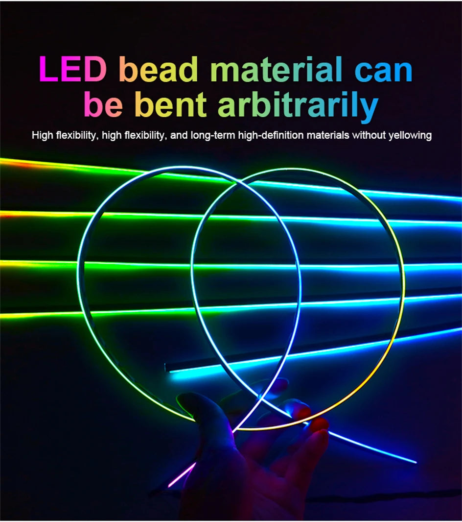 6/10/14/18 In 1 LED Dual Zone Symphony Streamer Car Ambient Light Interior RGB Neon Acrylic Strip Decoration Atmosphere Lamp 12V