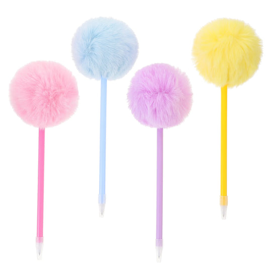 4pcs Fluffy Writing Pens Hair Ball Fountain Fluffy Pens Colorful Plush Pen Kawaii Creative Gifts for Girls Gift Writing Tools