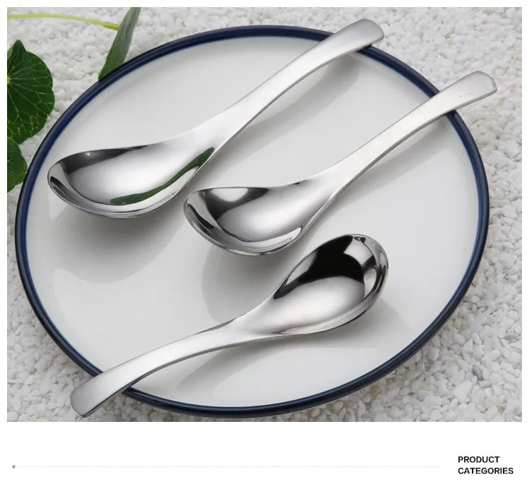 Japanese Soup Spoon Kitchen Cooking Utensil Tools Creative Milk Stirring Dessert Spoon Stainless Steel Tableware Dinner Spoons