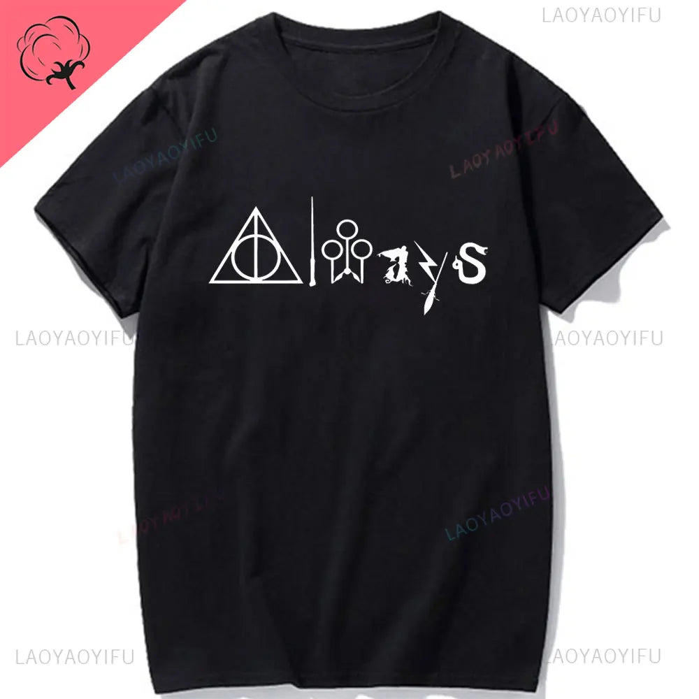 Wizard Hat Shirt Wizard Wand T Shirt HP Shirt Gift Short Sleeve Unisex Graphic Tees Mystical School Cotton Summer Fashion Tops