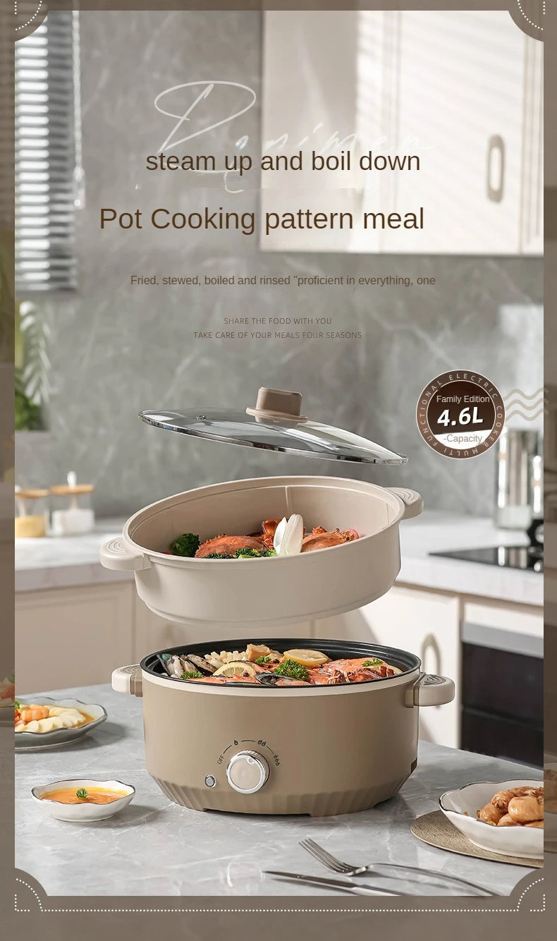 3L/4.6L Electric Food Cooking Pot Non-stick Multi Cooker Household Electric Hot Pot Frying Pot Home Rice Cooker 220V