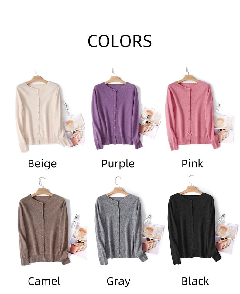 WinvyNee Women 100% Wool Cardigans Sweater Solid Casual Warm Outerwear Knitwear Tops 2024 Autumn Winter Women Clothing B1263018