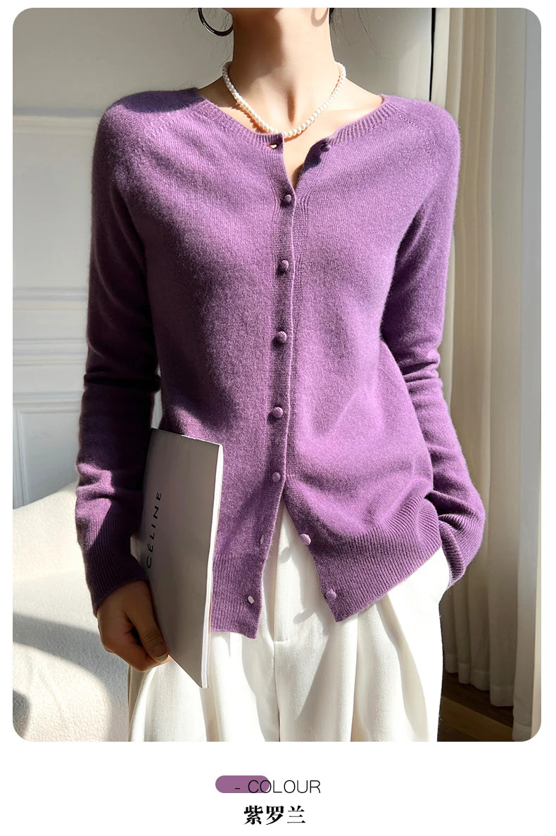 WinvyNee Women 100% Wool Cardigans Sweater Solid Casual Warm Outerwear Knitwear Tops 2024 Autumn Winter Women Clothing B1263018