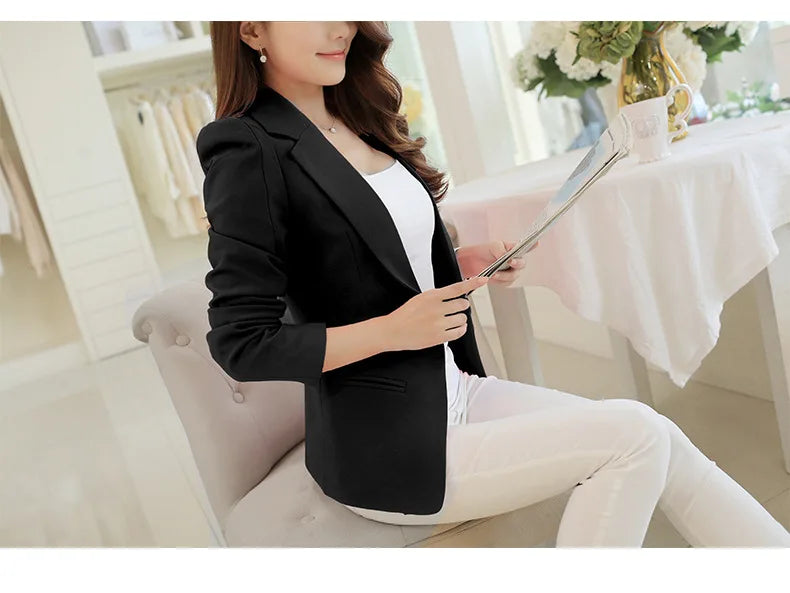 Women Blazer Korea Casual Slim Blazers Jackets Work Coat Outerwear Fashion Spring Career Female Jacket Office Lady NS5262