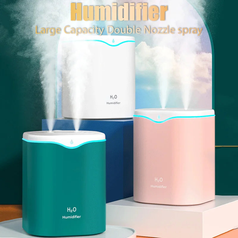 2000ML USB Air Humidifier Double Spray Port Essential Oil Aromatherapy Humificador Cool Mist Maker Fogger Purify for Home Office