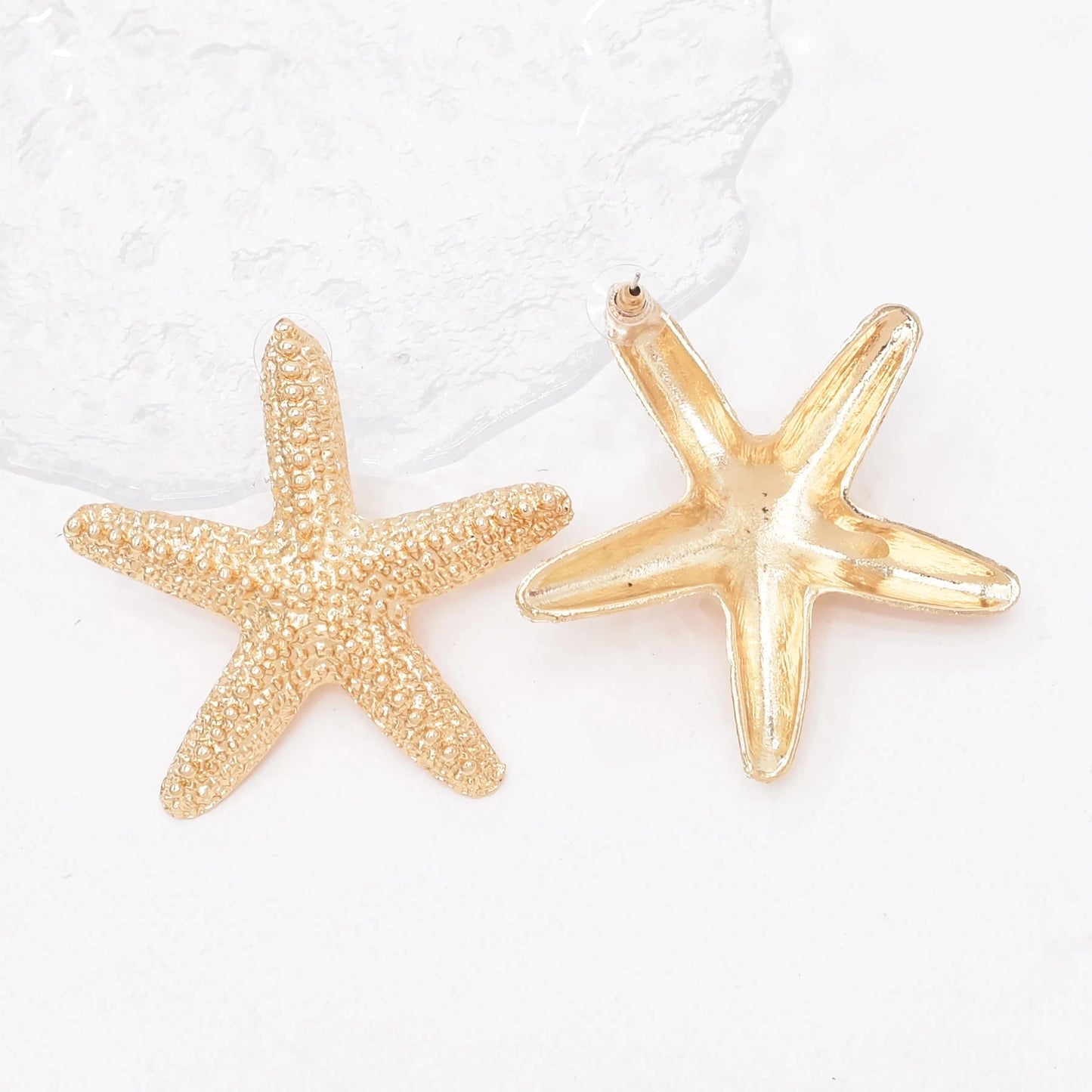 Golden Starfish Pendant Necklace Stud Earrings for Women Europ American Fashion Exaggerated Summer Marine Animal Jewelry Sets
