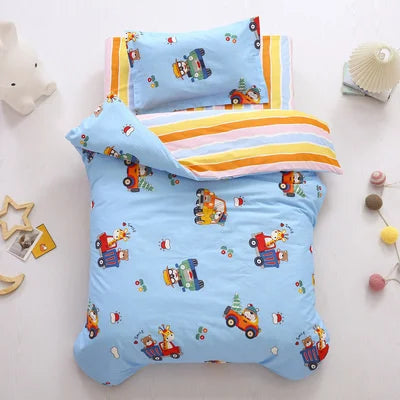 3 pcs set cotton baby Bedding set bed sheet duvet cover pillowcase Words bear pink white eyes boy and girl cute beding