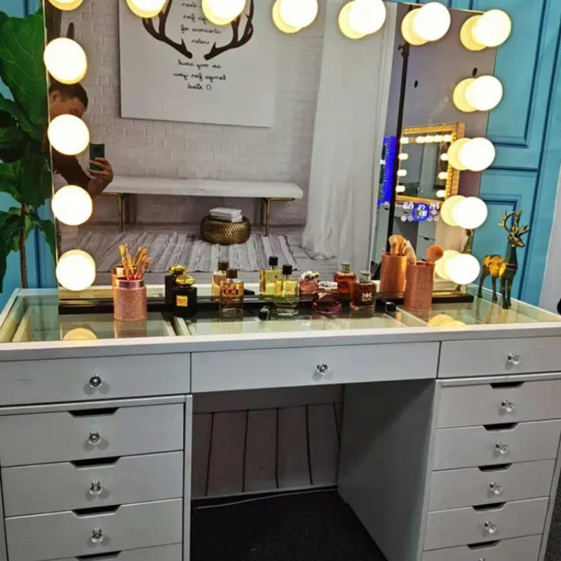 Vanity Mirror Dressing Table Mirror Make up Table Wood Drawer Dresser vanity mirror set with lights