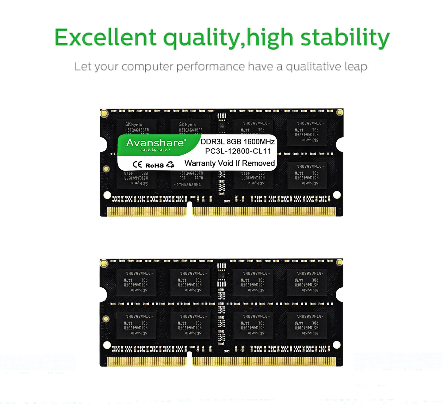 Avanshare 10Pcs Laptop Memory RAM DDR3 DDR3L 8GB 4GB 1600MHz 1333MHz SODIMM 1.35V 1.5V PC3/PC3L-12800S PC3-10600S Non-ECC