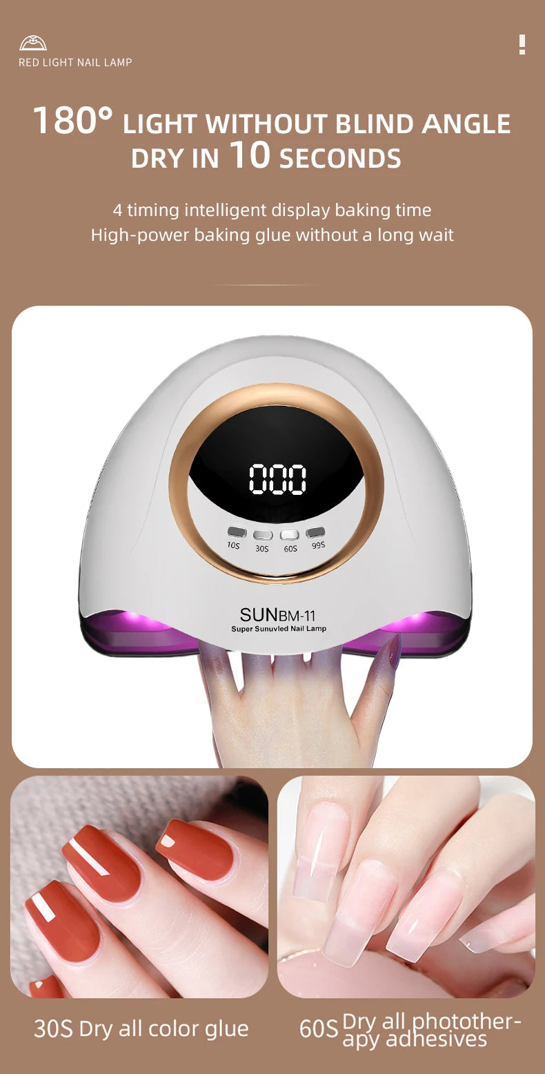 280W UV LED Nail Lamp 66 LEDs Nail Dryer with 4 Timer Settings Professional UV Light Cabin for Gel Nail Dryer Manicure Salon Use