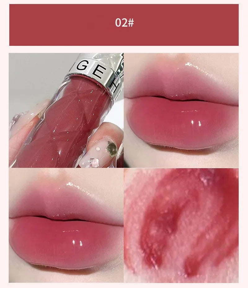 Heallor HERORANGE Nude Mirror Lip Gloss Clear Moisturizing Hydrating Water Light Glass Jelly Plump Lip Glaze Oil Lipstick Tint C